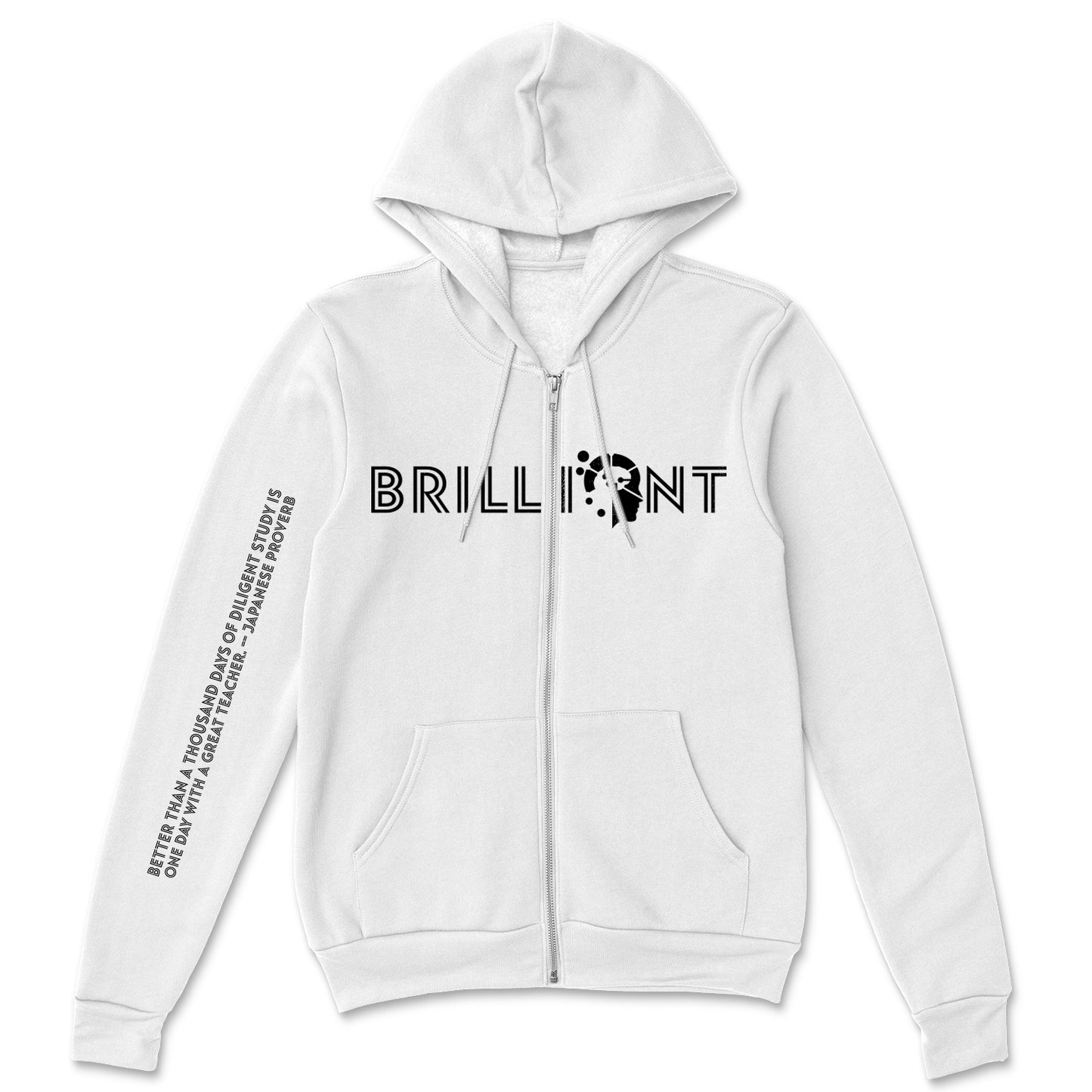 BRILLIANT AND DEDICATED SLEEVE QUOTE HOODIE